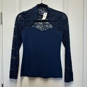 NWT Express lace shoulder round cutout neck top size XS